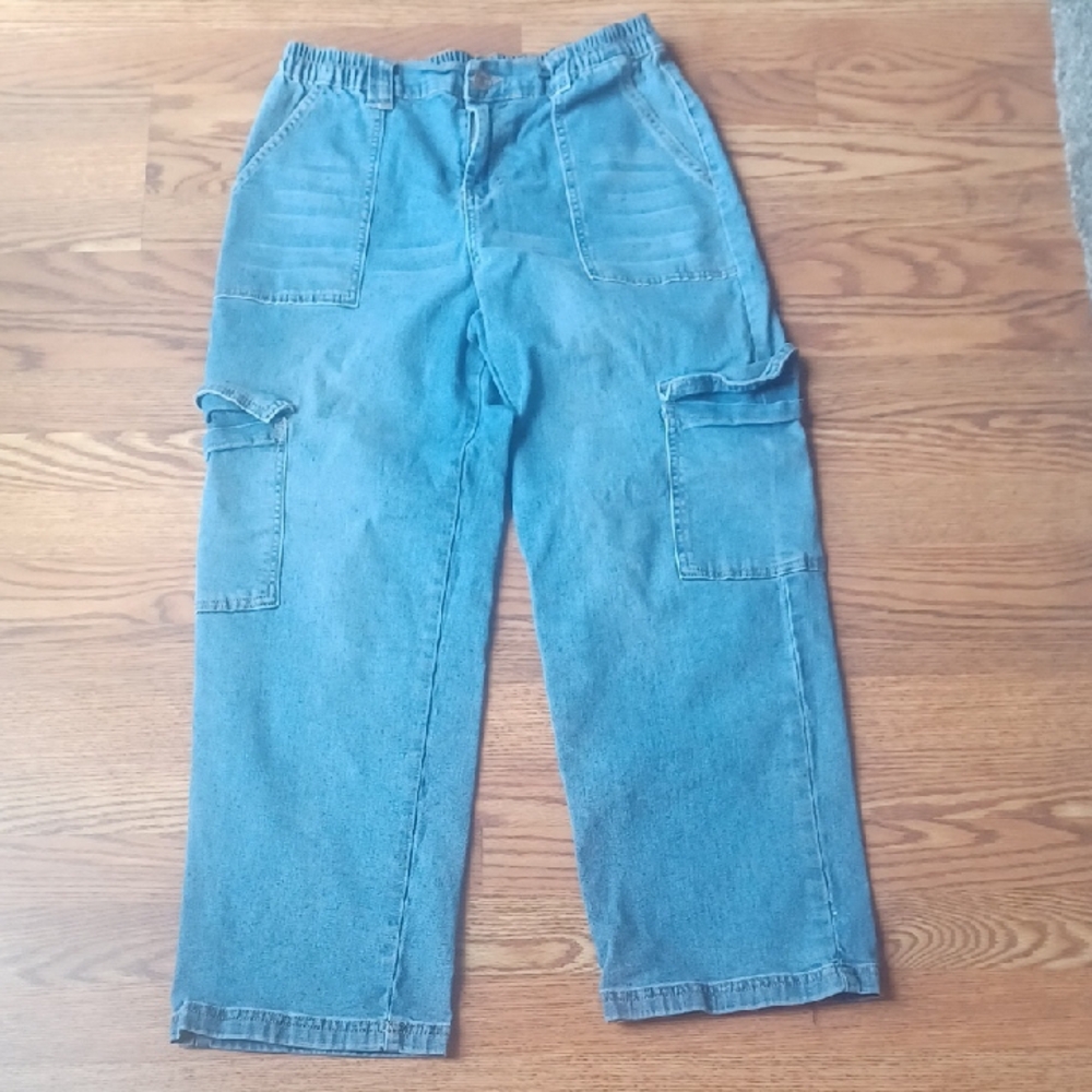 Almost Famous Blue Relaxed Jeans Utility Style Size XL